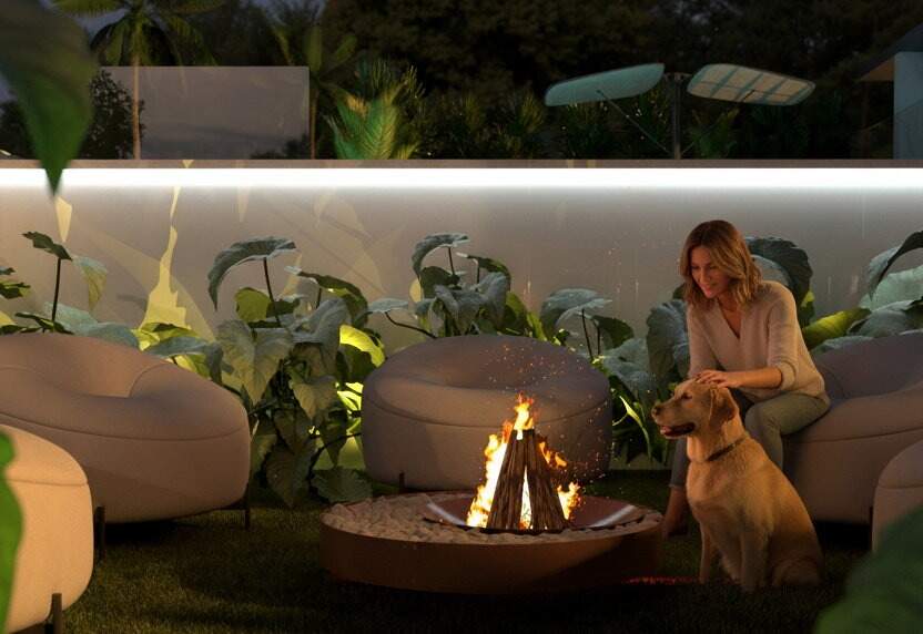Área de convivência com fire place (imagem ilustrativa)