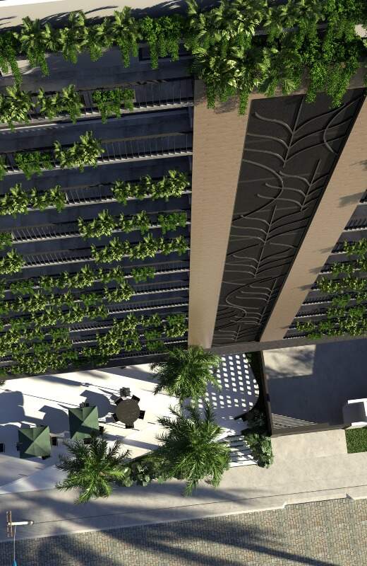 Entrada do empreendimento com paisagismo (imagem ilustrativa)