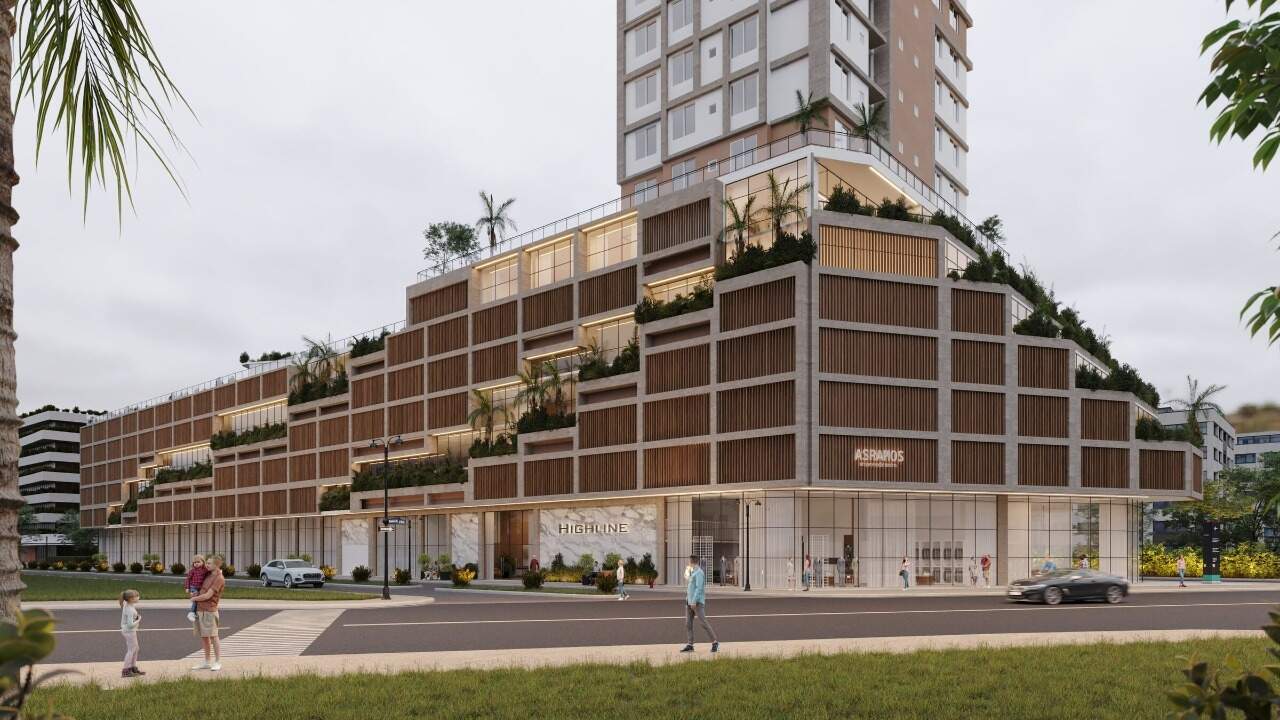 Entrada social e térreo comercial do High Line Residence (imagem ilustrativa)