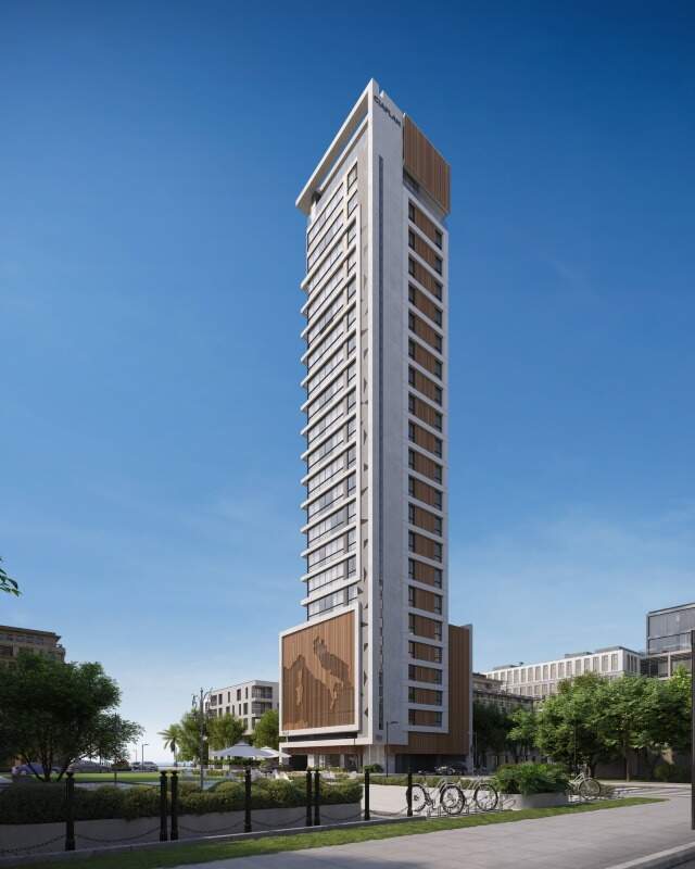 Torre do Edifício Italy, com fachada clara e painéis amadeirados (imagem ilustrativa)