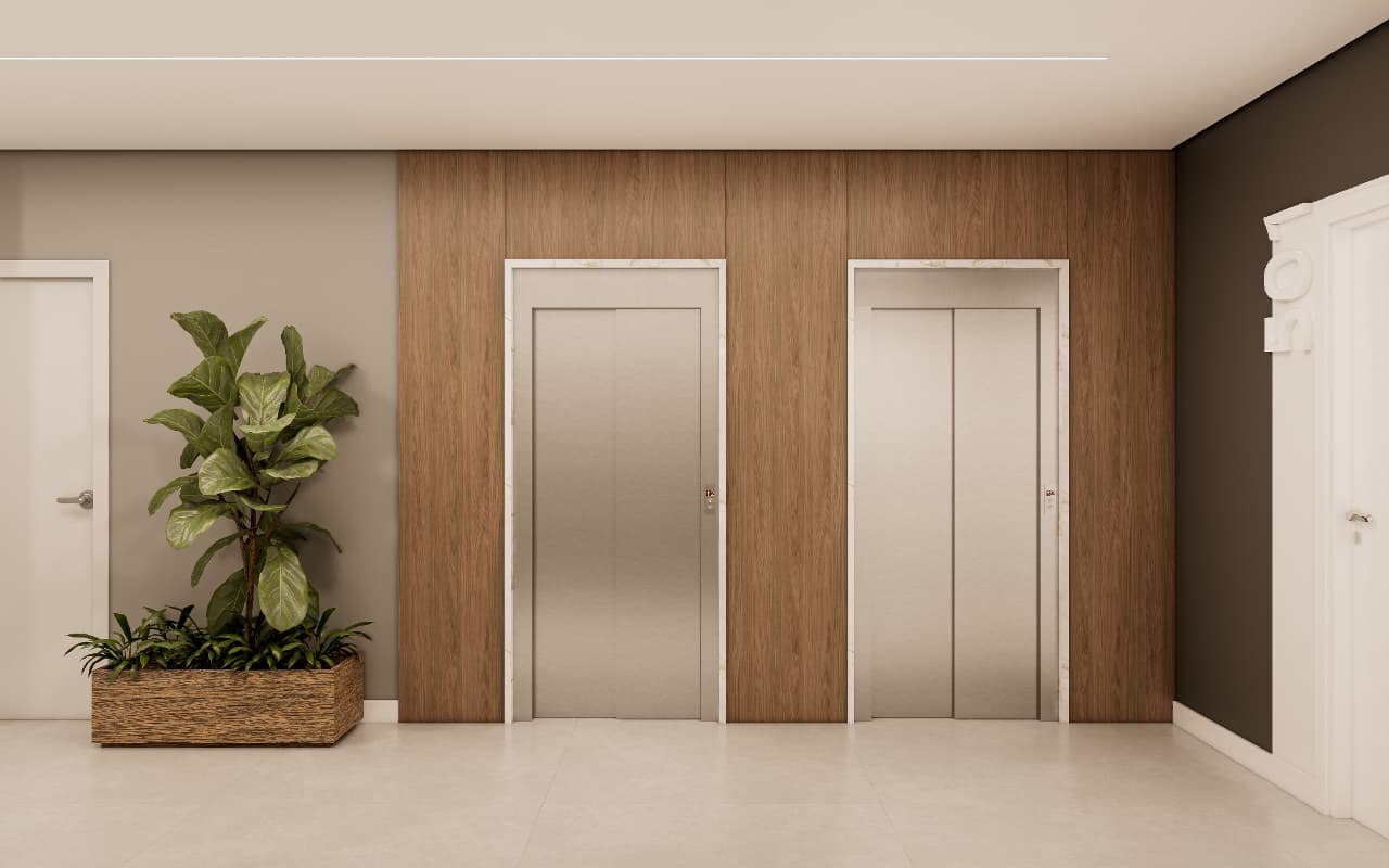 Hall dos elevadores no térreo (imagem ilustrativa)