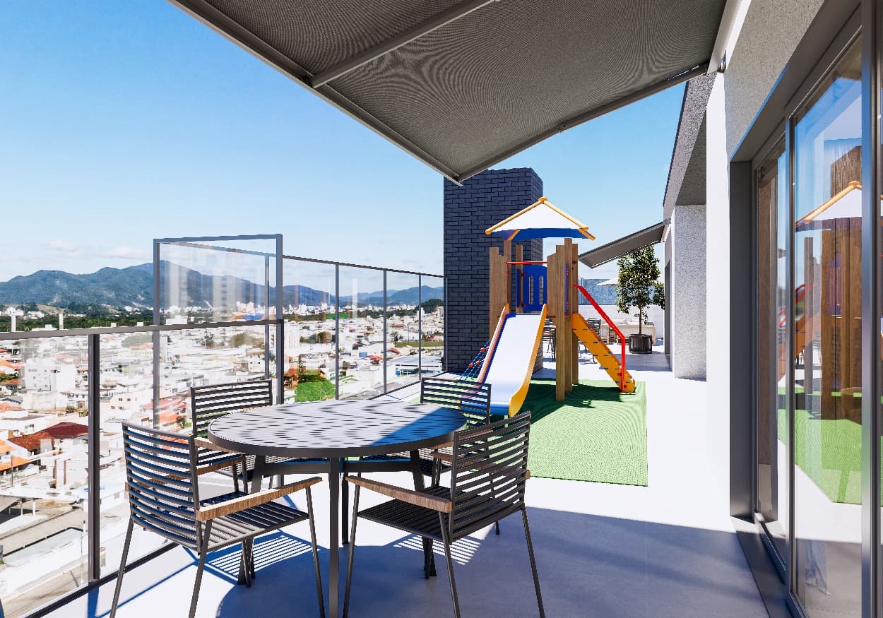 Playground no lazer do alto do prédio (imagem ilustrativa)