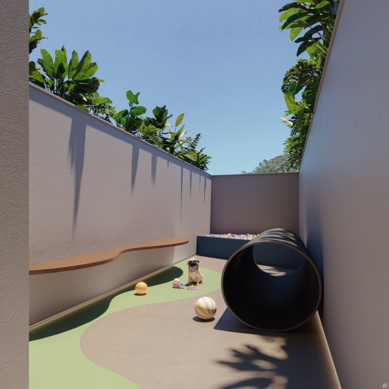 Espaço pet com brinquedos (imagem ilustrativa)