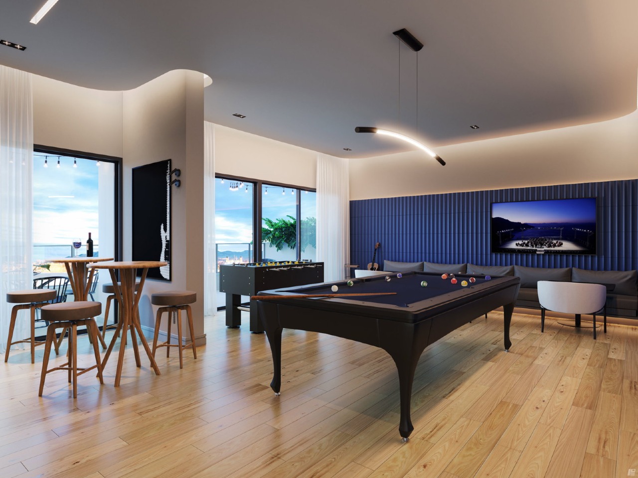 Sala de jogos com mesa de sinuca (imagem ilustrativa)
