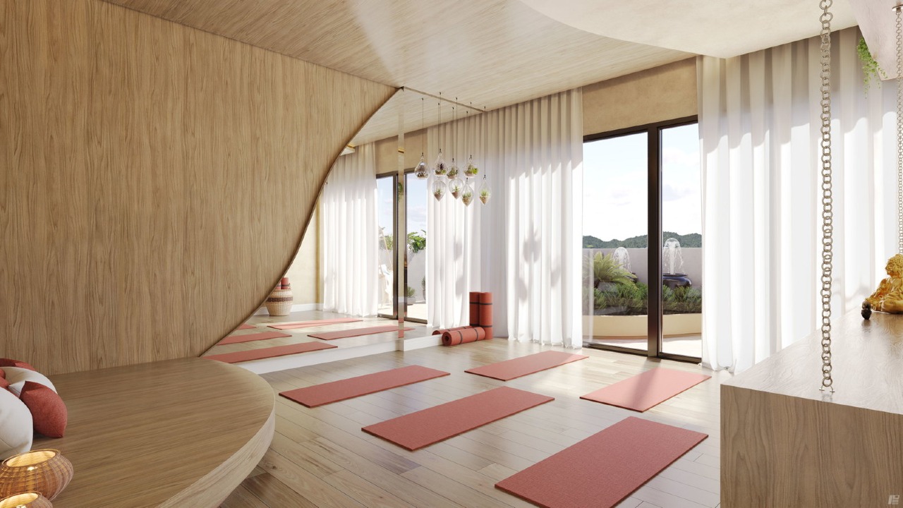 Espaço funcional para yoga e alongamento (imagem ilustrativa)