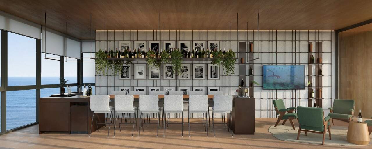 Rooftop interno com bar e lounge (imagem ilustrativa)