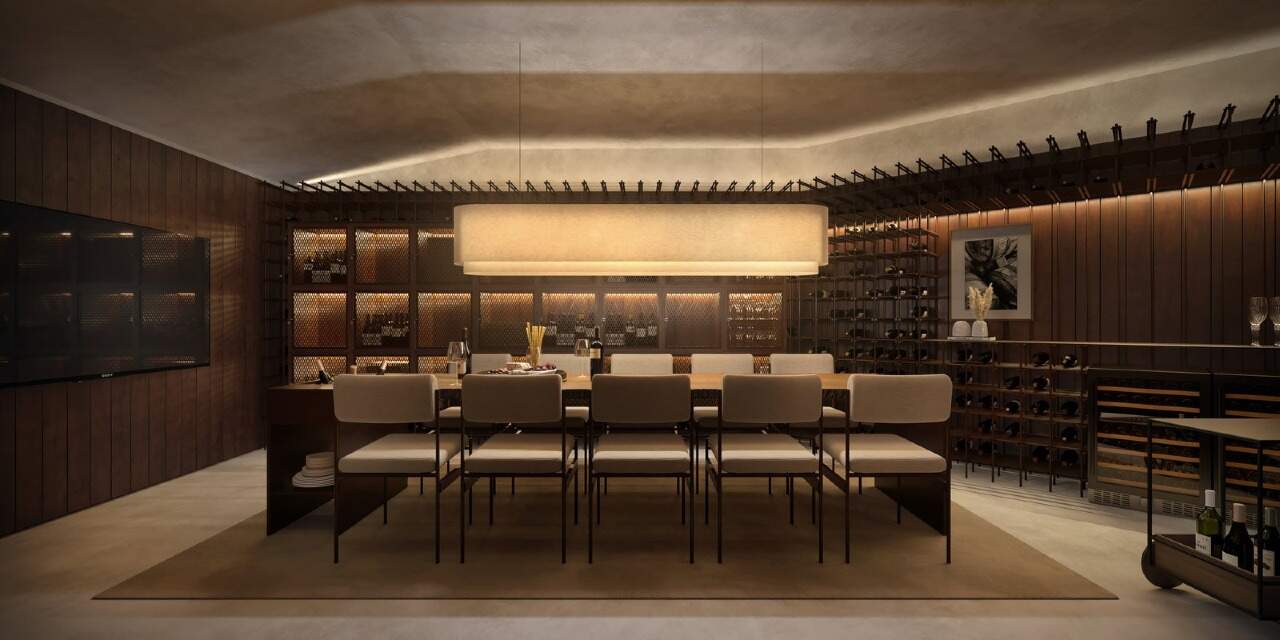 Cava de vinhos com mesa de degustação (imagem ilustrativa)