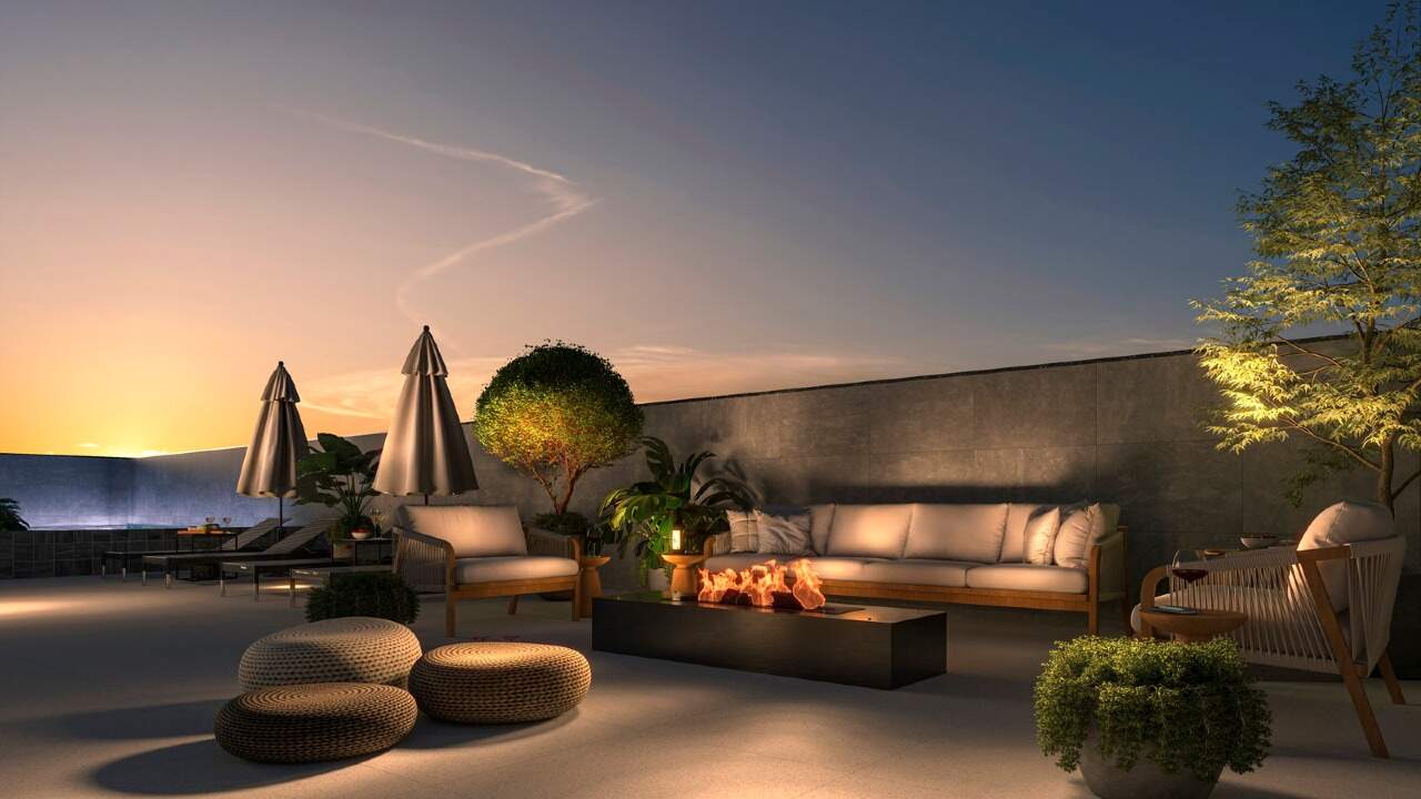 Fireplace com lounge ao ar livre (imagem ilustrativa)