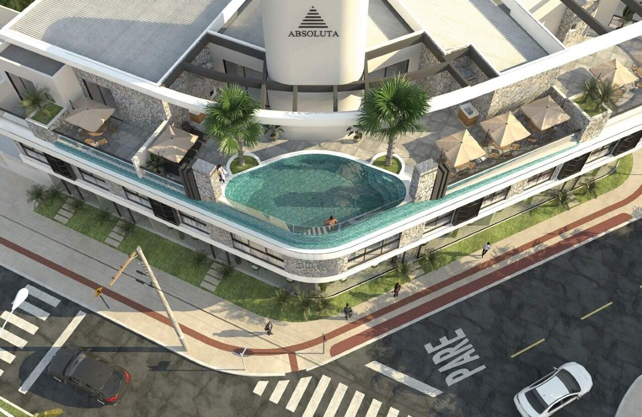 Vista aérea do terraço com a piscina (imagem ilustrativa)