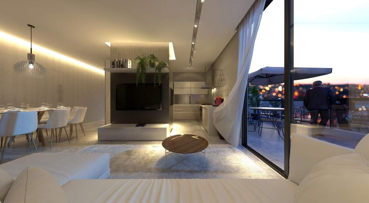 Living com sacada em apartamento decorado (imagem ilustrativa)