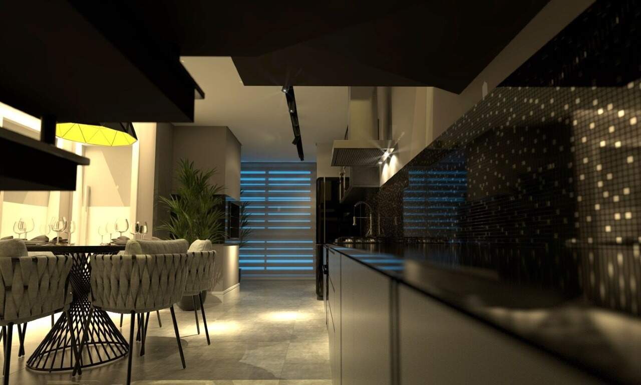 Cozinha e jantar em apartamento decorado (imagem ilustrativa)