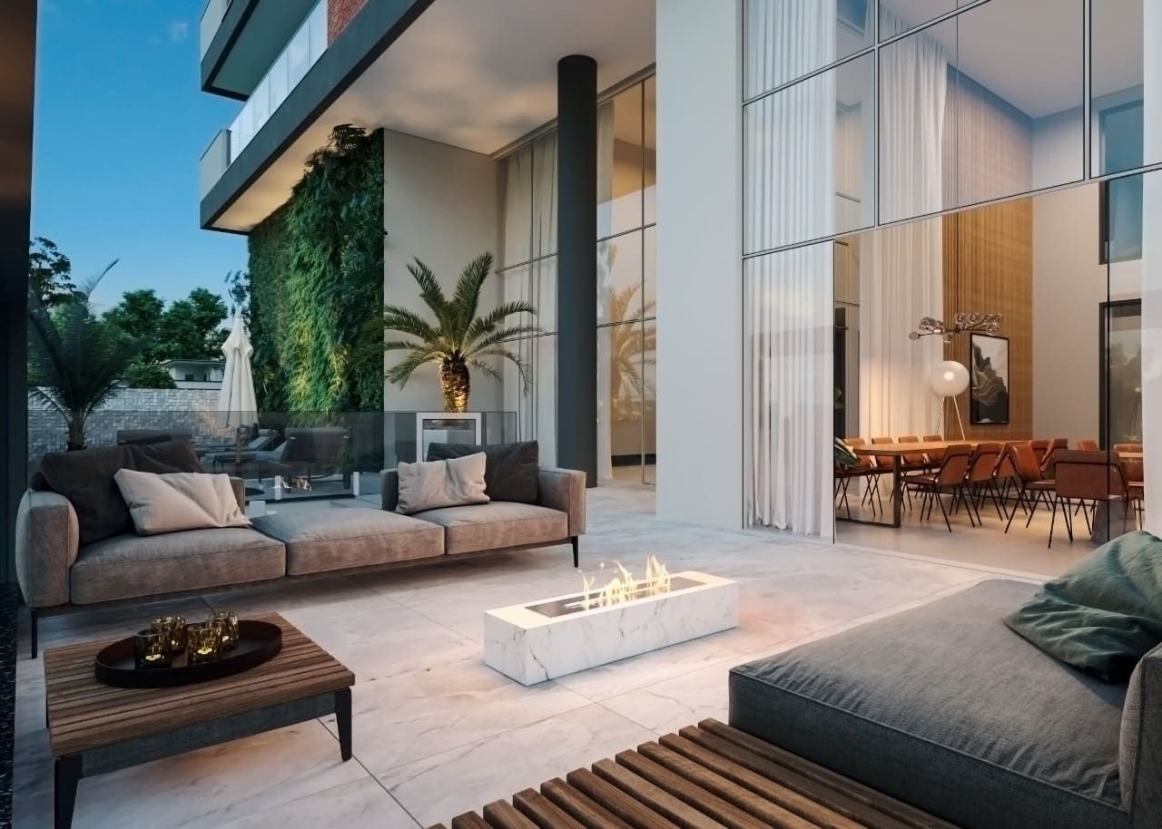 Lounge externo junto ao salão de festas (imagem ilustrativa)