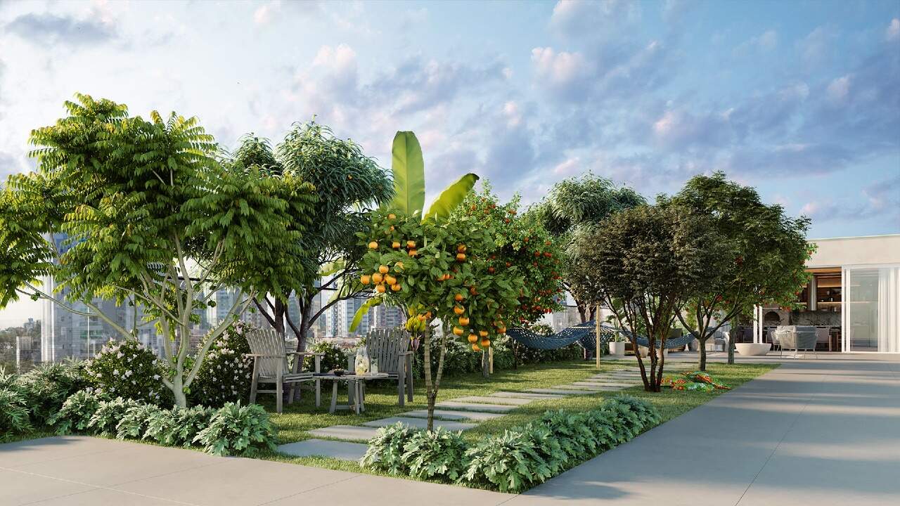 Descanso com pomar e árvores frutíferas (imagem ilustrativa)