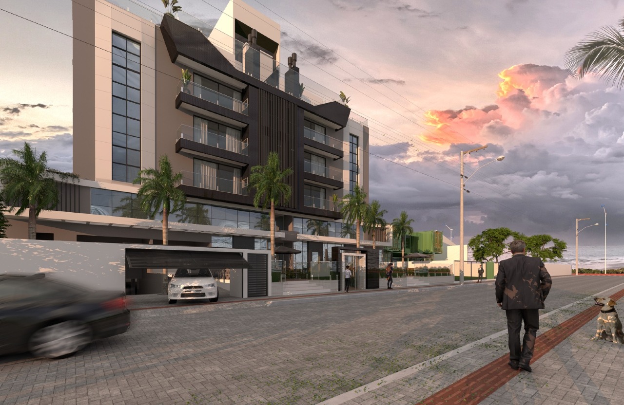 Fachada do Brava Center ao entardecer, na quadra mar da Praia Brava (imagem ilustrativa)