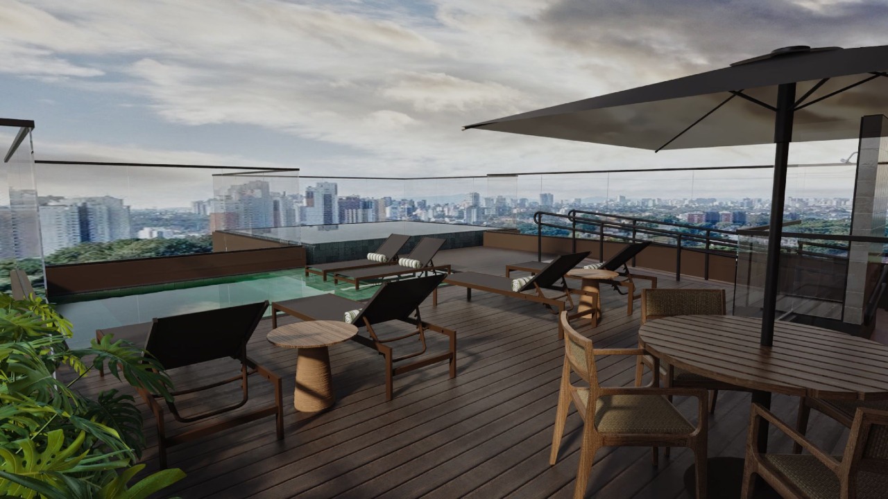 Rooftop do Cape Town com deck, guarda-sol e piscina (imagem ilustrativa)