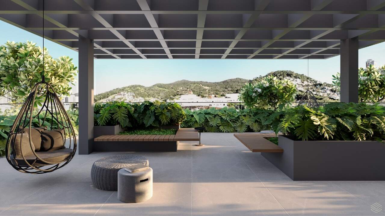 Praça com pergolado e paisagismo do Residencial Positano