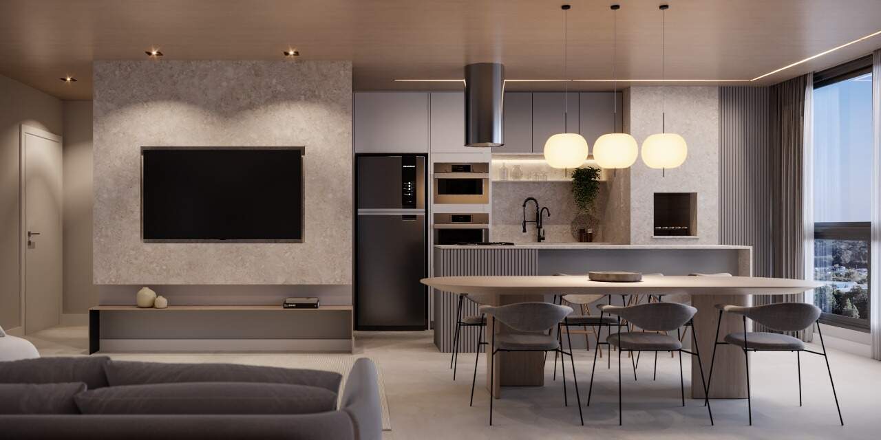 Living integrado do apartamento final 04 (imagem ilustrativa)