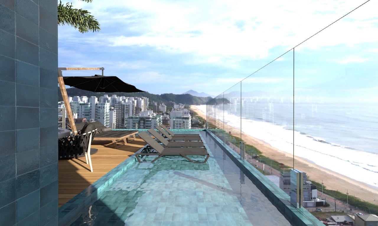 Piscina de cobertura com vista para a orla da Praia Brava (imagem ilustrativa)