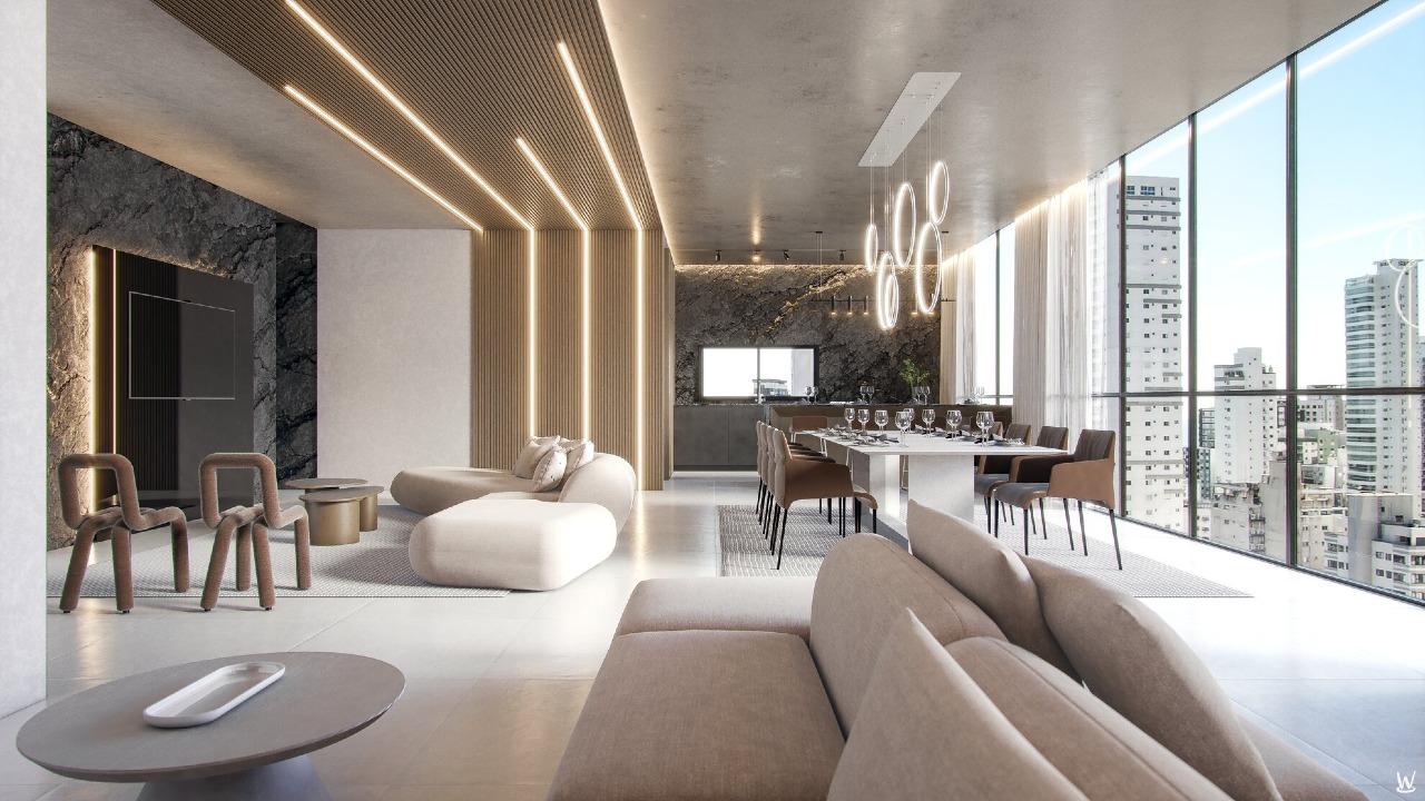 Living do apartamento de 203 m², um por andar (imagem ilustrativa)