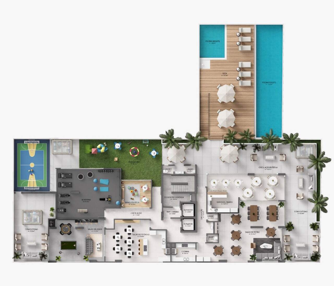 Planta da área de lazer (imagem ilustrativa)