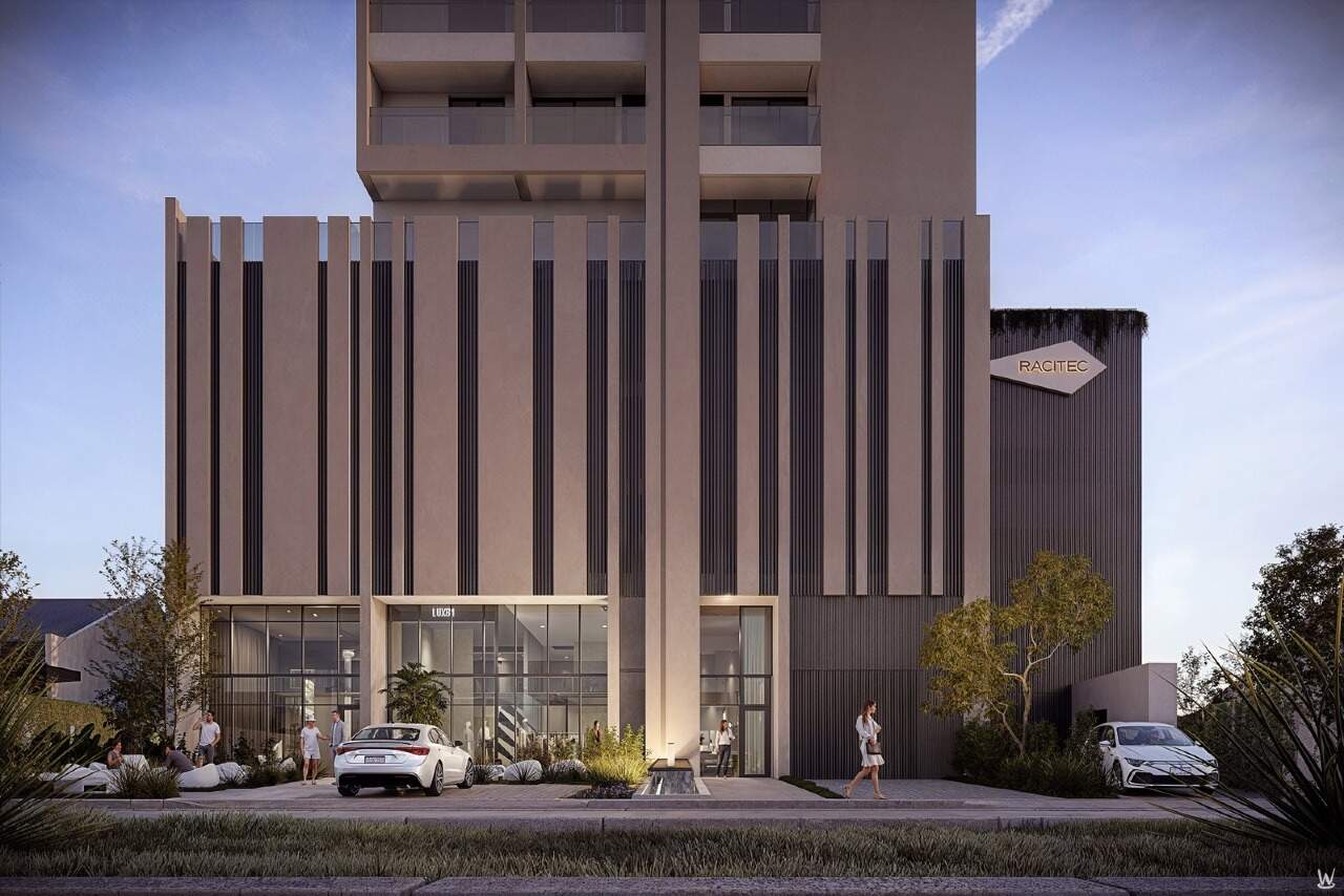 Embasamento do A. Ducati Residence ao entardecer (imagem ilustrativa)