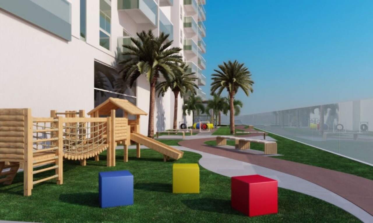Playground com brinquedos de madeira (imagem ilustrativa)