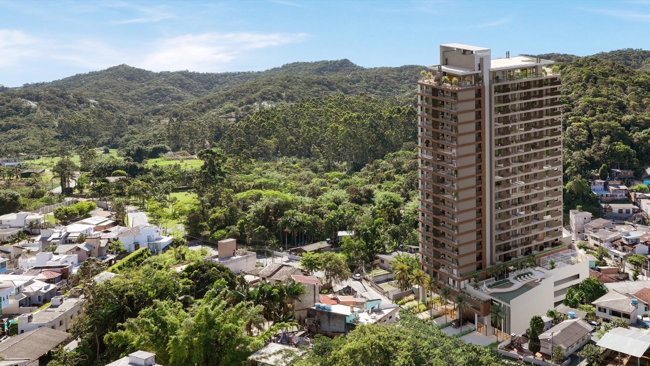 Torre do Brava Living cercada pelos morros verdes da Praia Brava (imagem ilustrativa)
