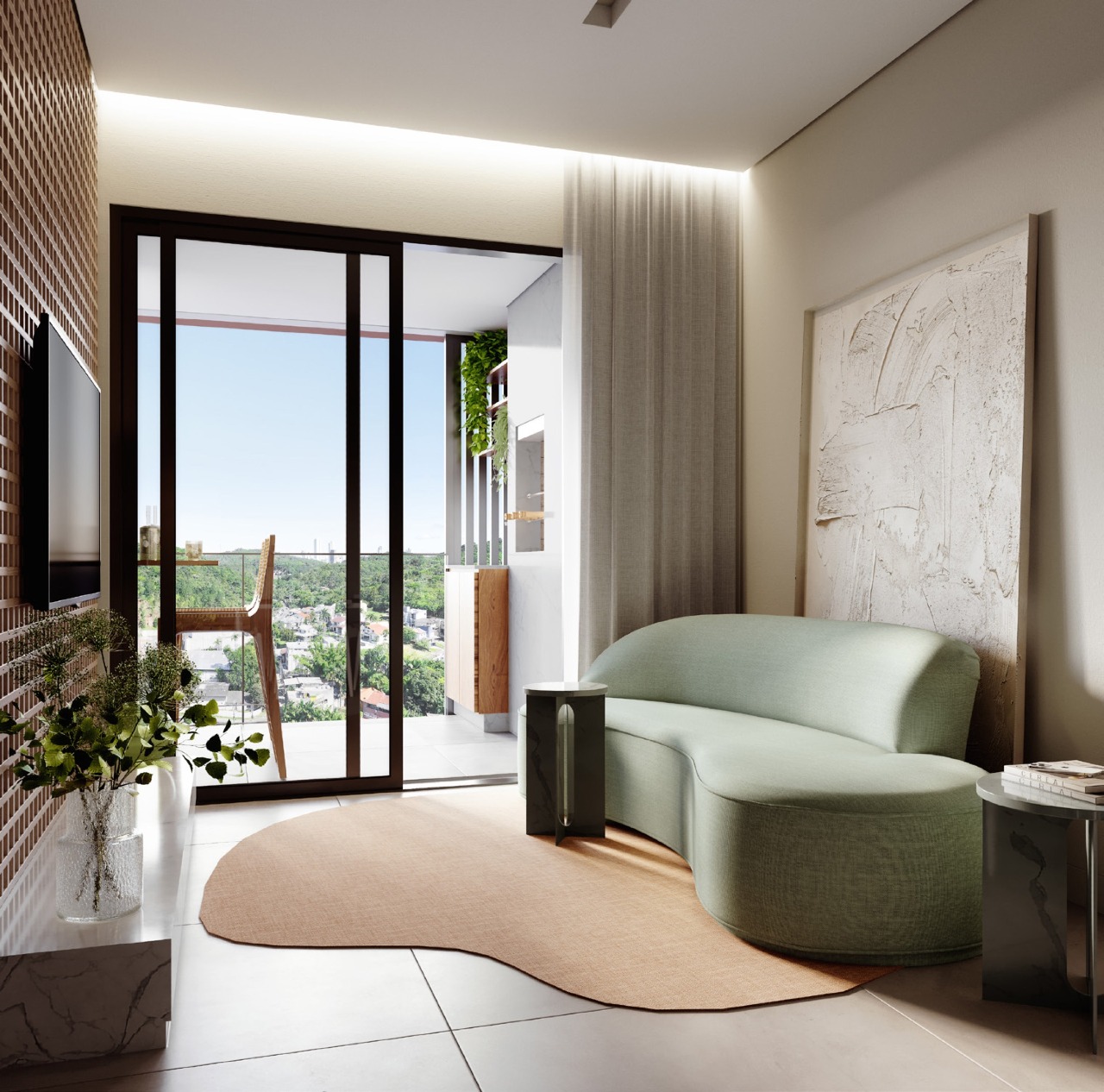 Estar de apartamento de 3 dormitórios (imagem ilustrativa)