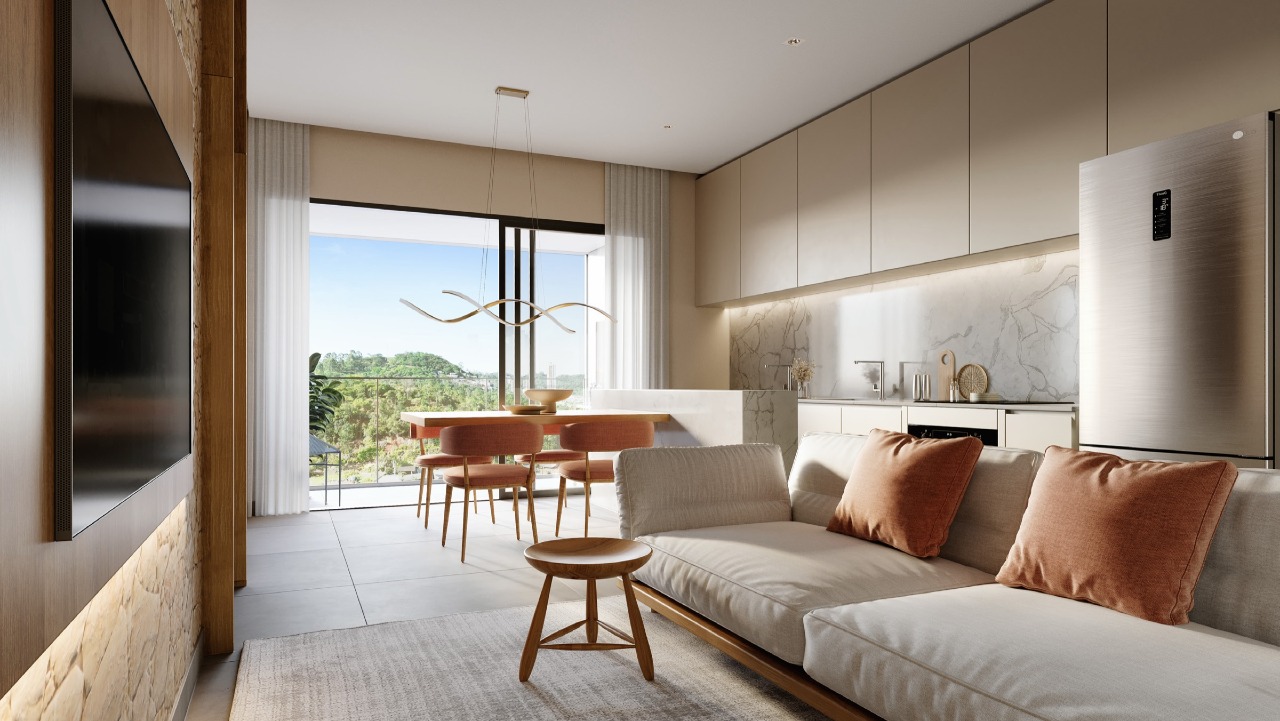 Living de apartamento de 74 m² (imagem ilustrativa)