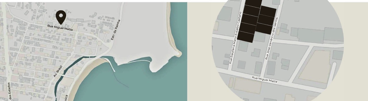 Mapa de localização do Palazzo Giardino, no Pioneiros, perto da Rua Miguel Matte