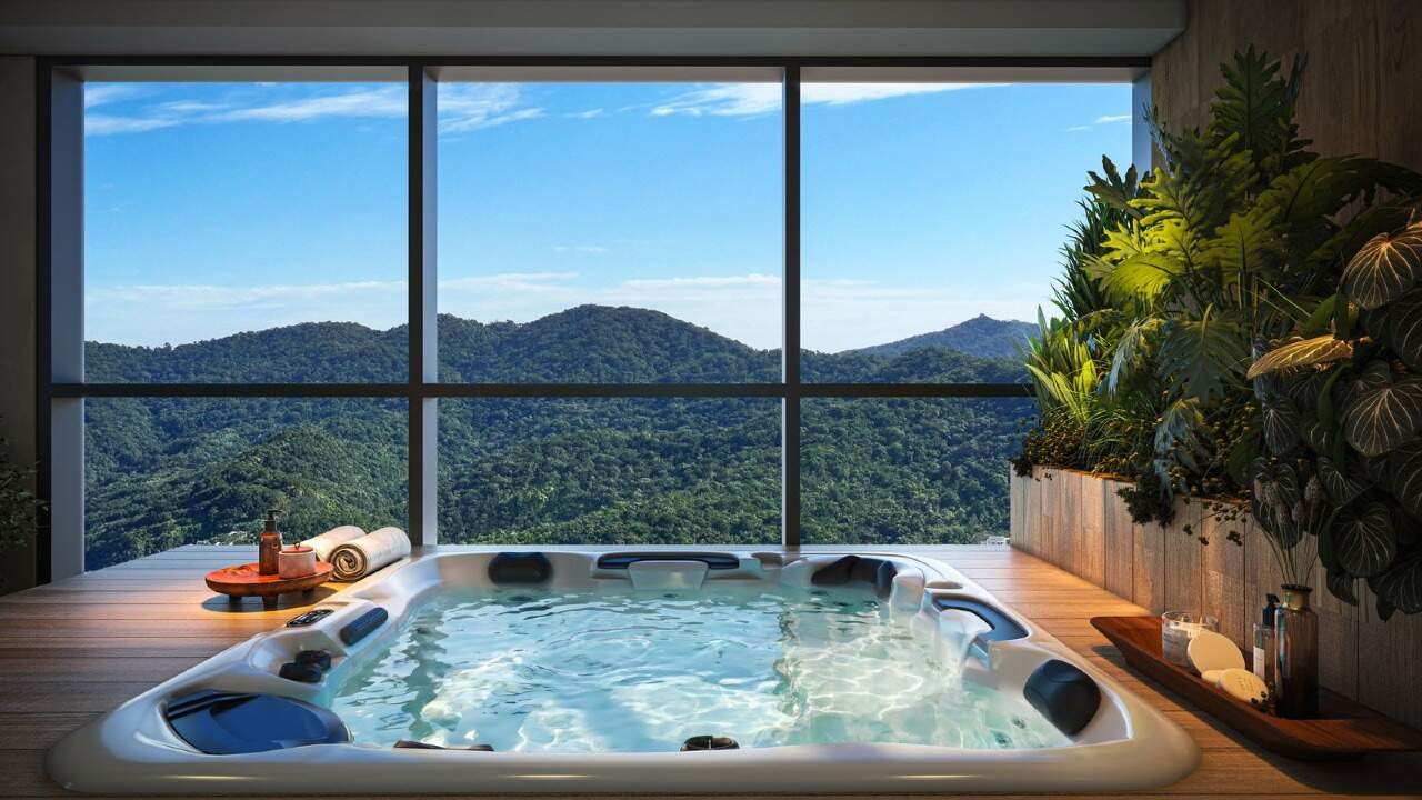 Hidromassagem do spa com vista para os morros (imagem ilustrativa)