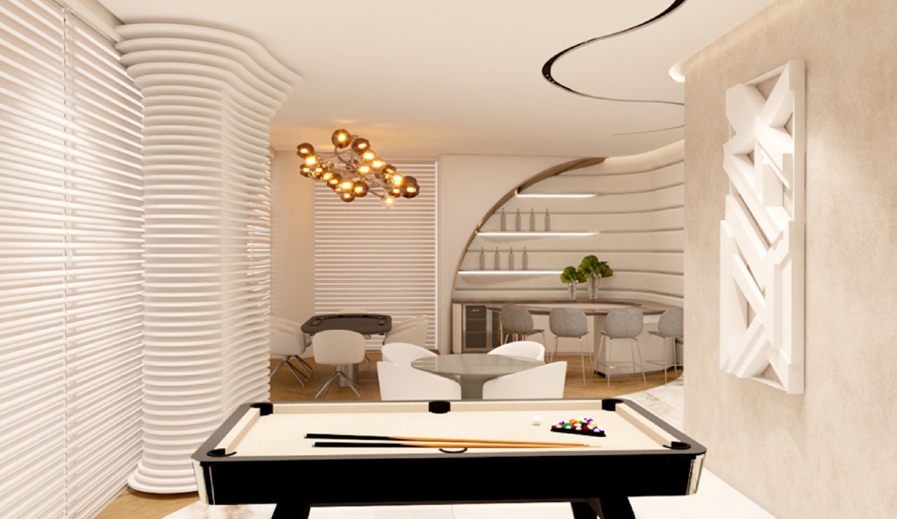 Sala de jogos com mesa de bilhar (imagem ilustrativa)