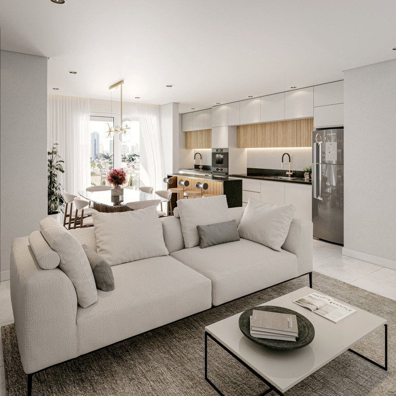 Living do apartamento de suíte e 2 dormitórios do Lago Louise (imagem ilustrativa)