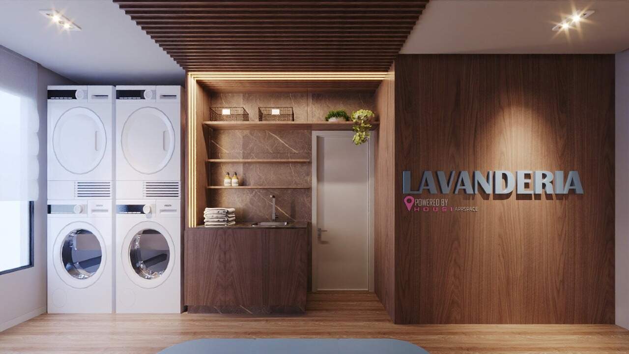 Lavanderia compartilhada com lavadoras e secadoras (imagem ilustrativa)