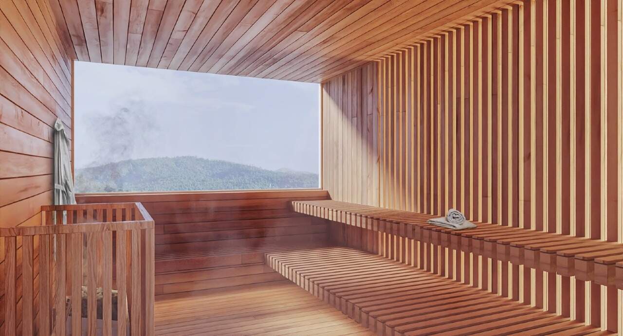Sauna seca com janela (imagem ilustrativa)
