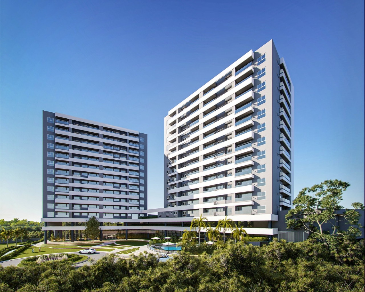 Torres Sol e Lua do Luminares Residence, da Racitec, no bairro Fazenda (imagem ilustrativa)