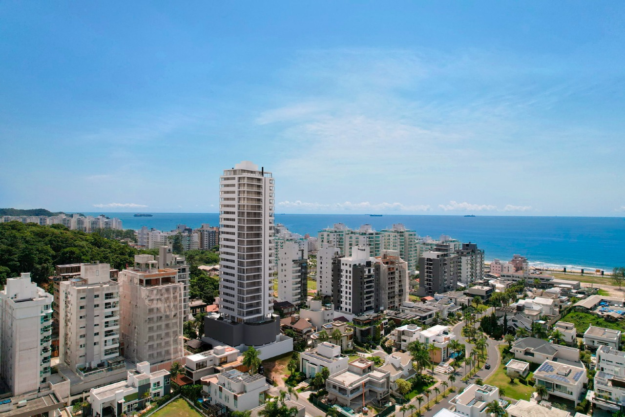 Fotomontagem aérea do Aria entre os prédios da Praia Brava (imagem ilustrativa)