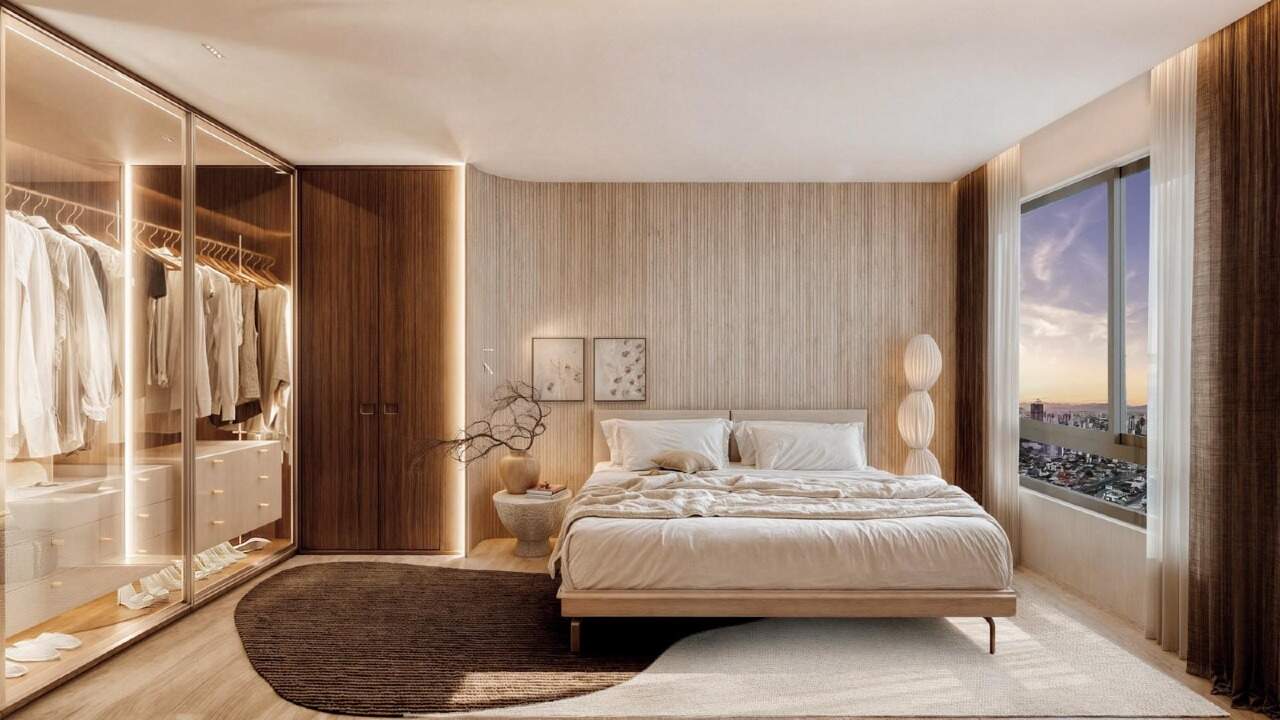 Suíte principal do apartamento de 140 m² (imagem ilustrativa)