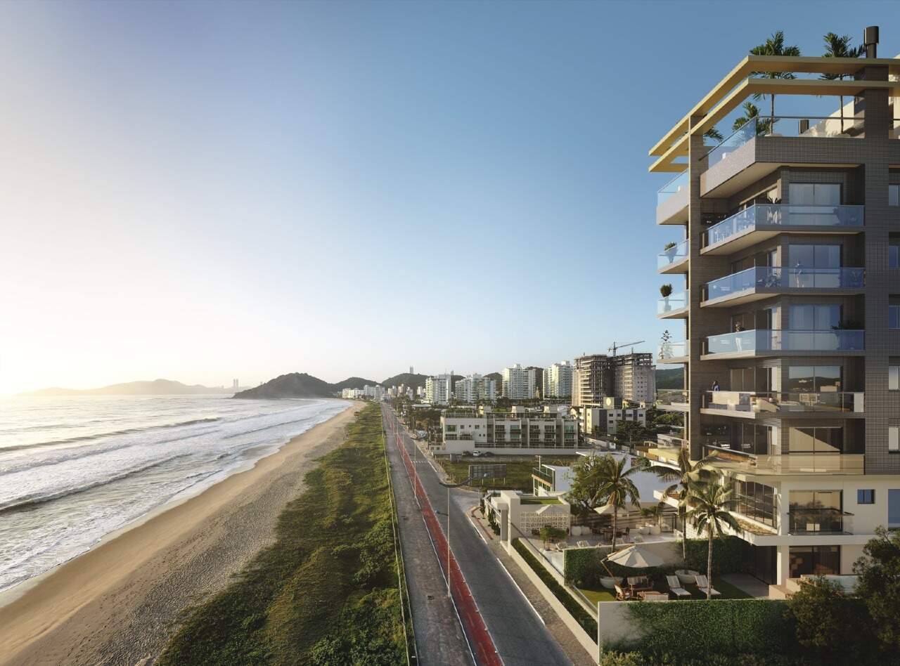 Apartamento à venda no Praia Brava: Praia Brava vista do alto, com o Bay House à beira-mar (imagem ilustrativa)