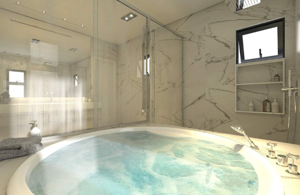 Apartamento à venda no Praia Brava: Banheiro da suíte master com banheira de hidromassagem (imagem ilustrativa)