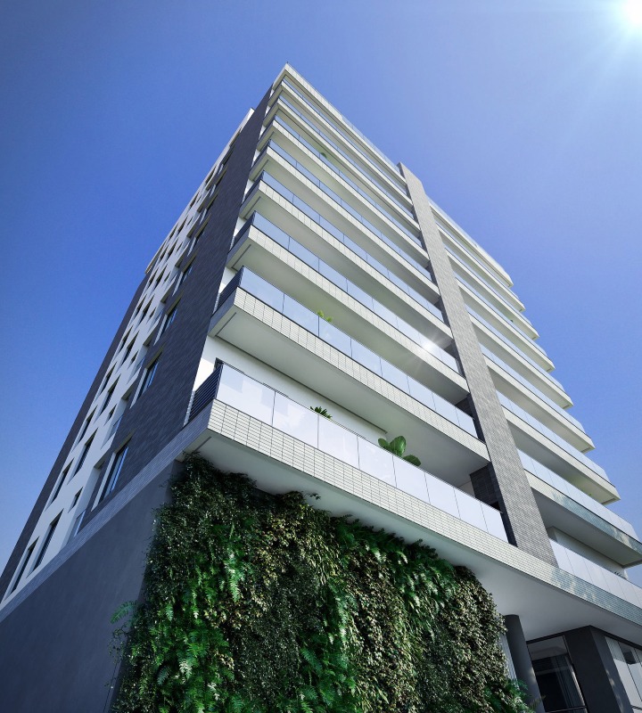 Cobertura à venda no Praia Brava: Torre do JK 399 com jardim vertical no embasamento (imagem ilustrativa)