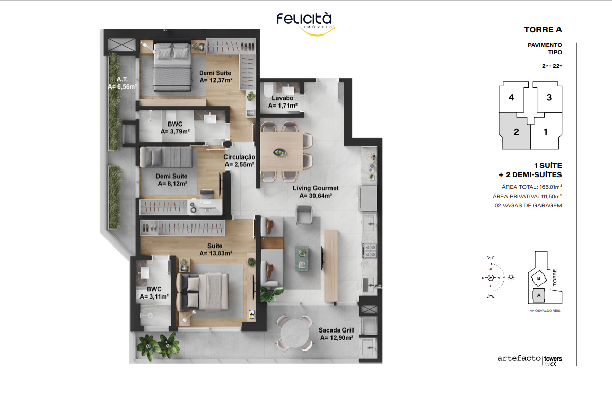 Apartamento de 3 quartos, 193m² no bairro Praia Brava, em Itajaí | Eu Corretor