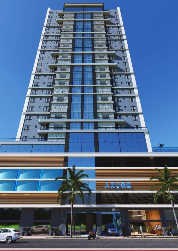 Apartamento à venda no Centro: Fachada do Azure Residence, da FJC Construtora, no Centro de Balneário Camboriú (imagem ilustrativa)