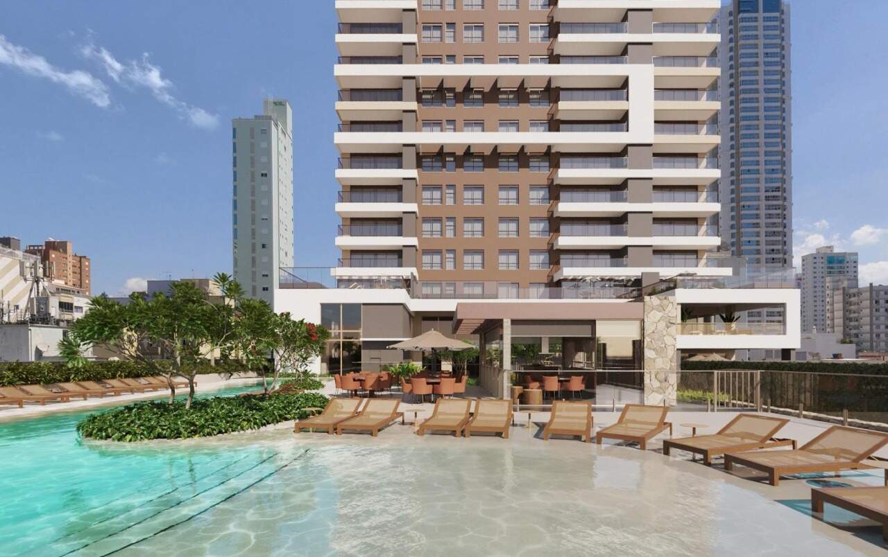 Apartamento diferenciado à venda no Centro: Piscina de prainha do Marena com a torre ao fundo (imagem ilustrativa do tour 360)
