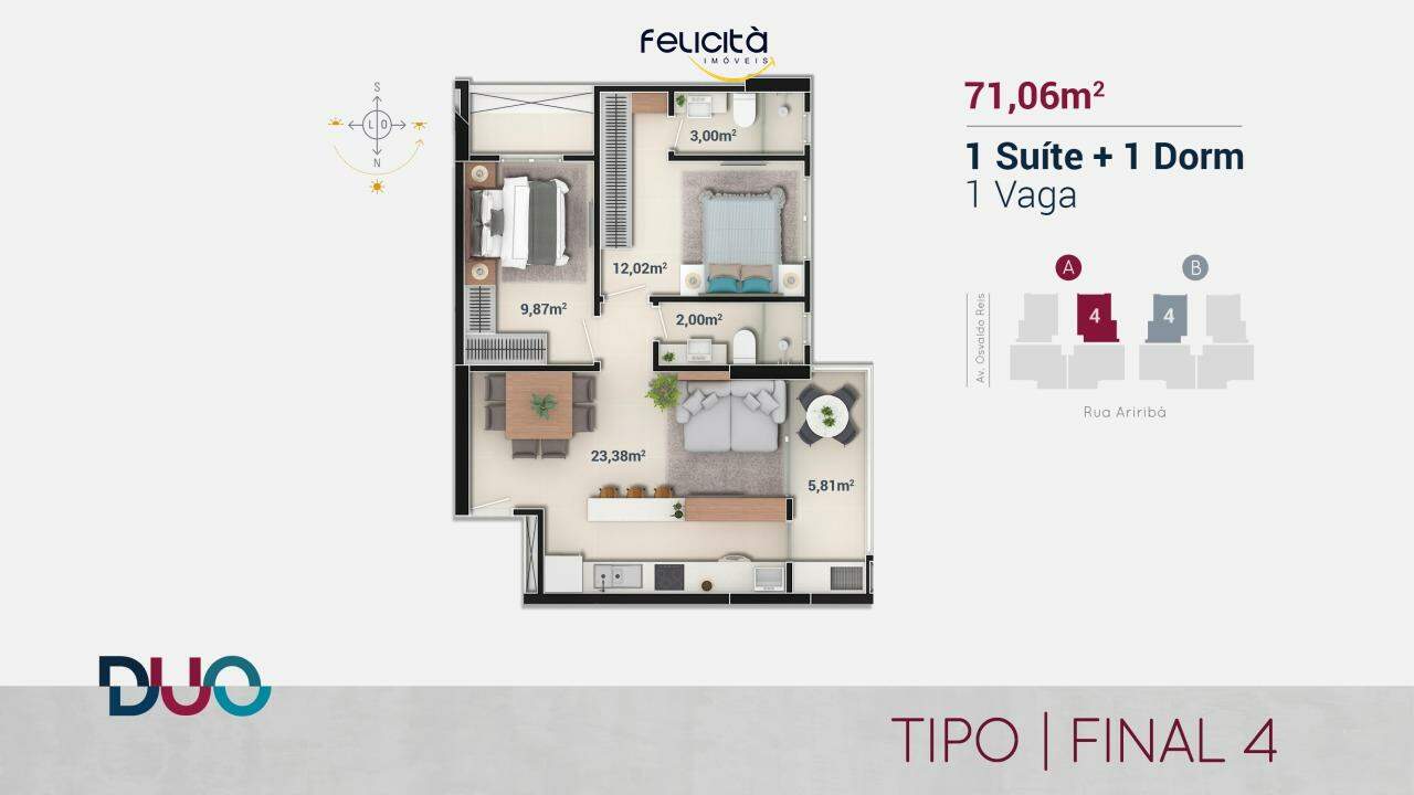 Apartamento de 2 quartos, 71m² no bairro Praia Brava, em Itajaí | Eu Corretor