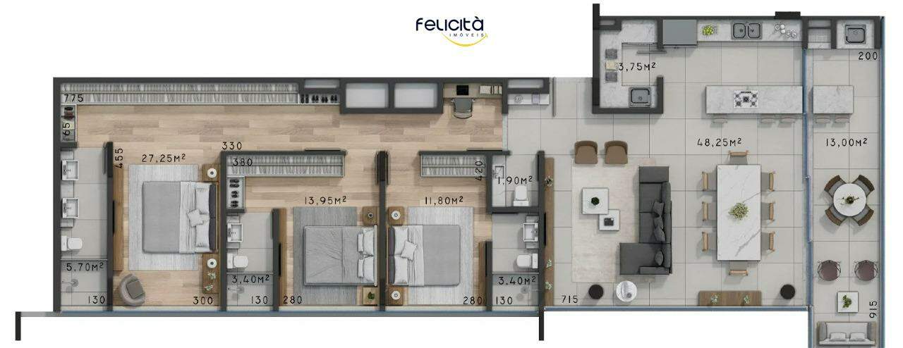 Apartamento de 3 quartos, 163m² no bairro Praia Brava, em Itajaí | Eu Corretor