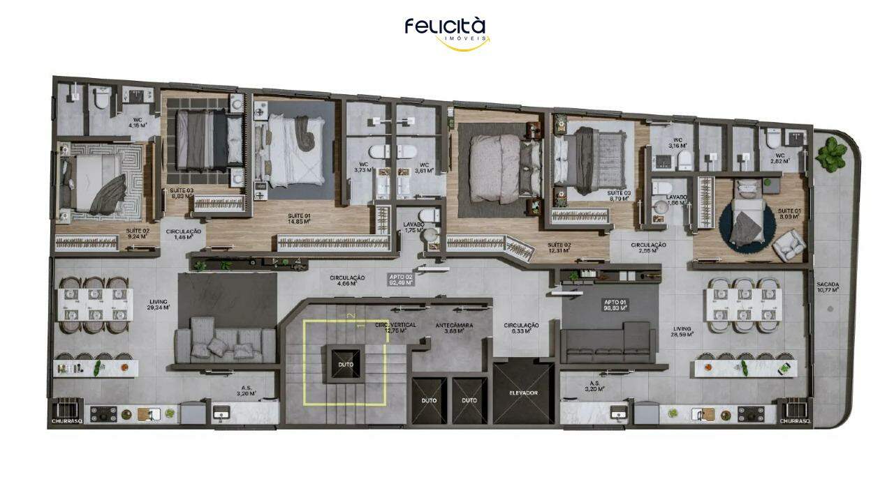 Apartamento de 3 quartos, 92m² no bairro Praia Brava, em Itajaí | Eu Corretor