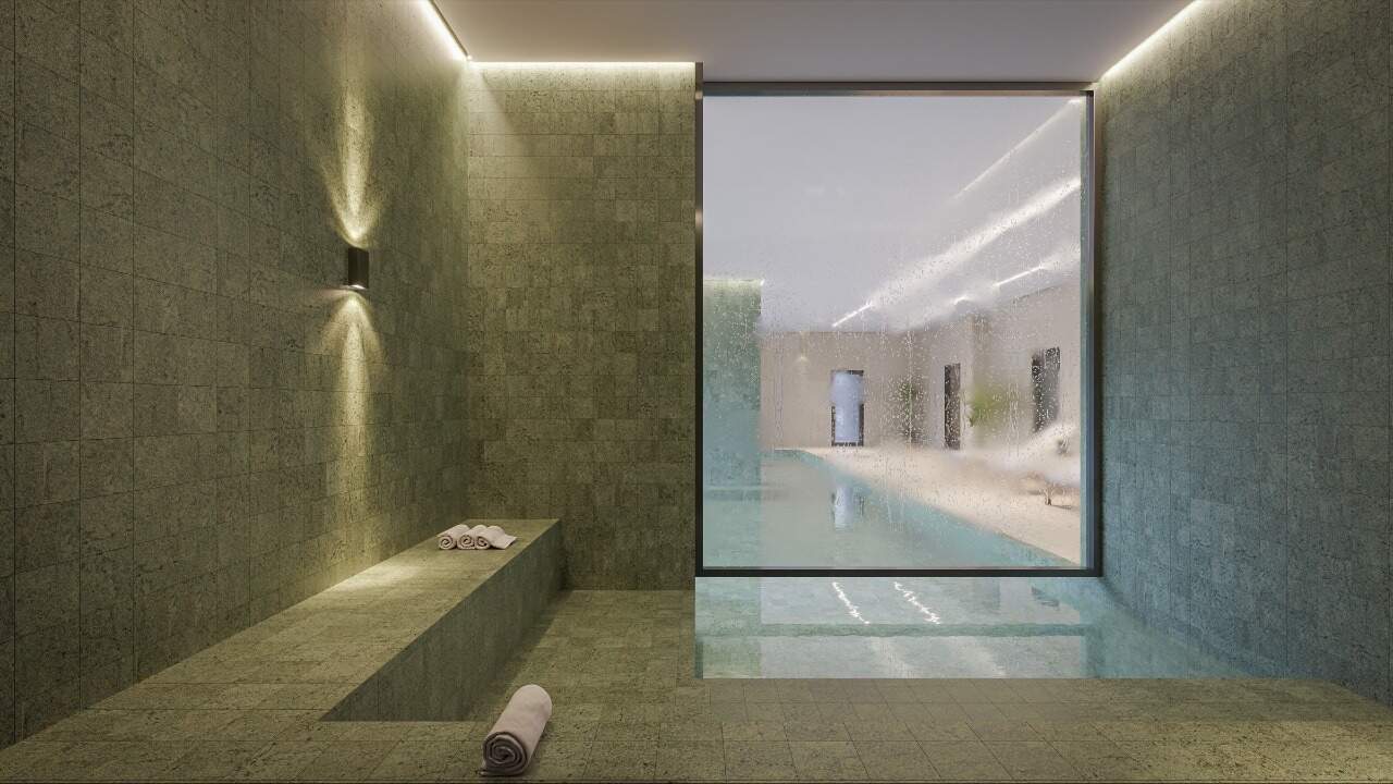 Cobertura à venda no Centro: Sauna úmida ao lado da piscina aquecida (imagem ilustrativa)