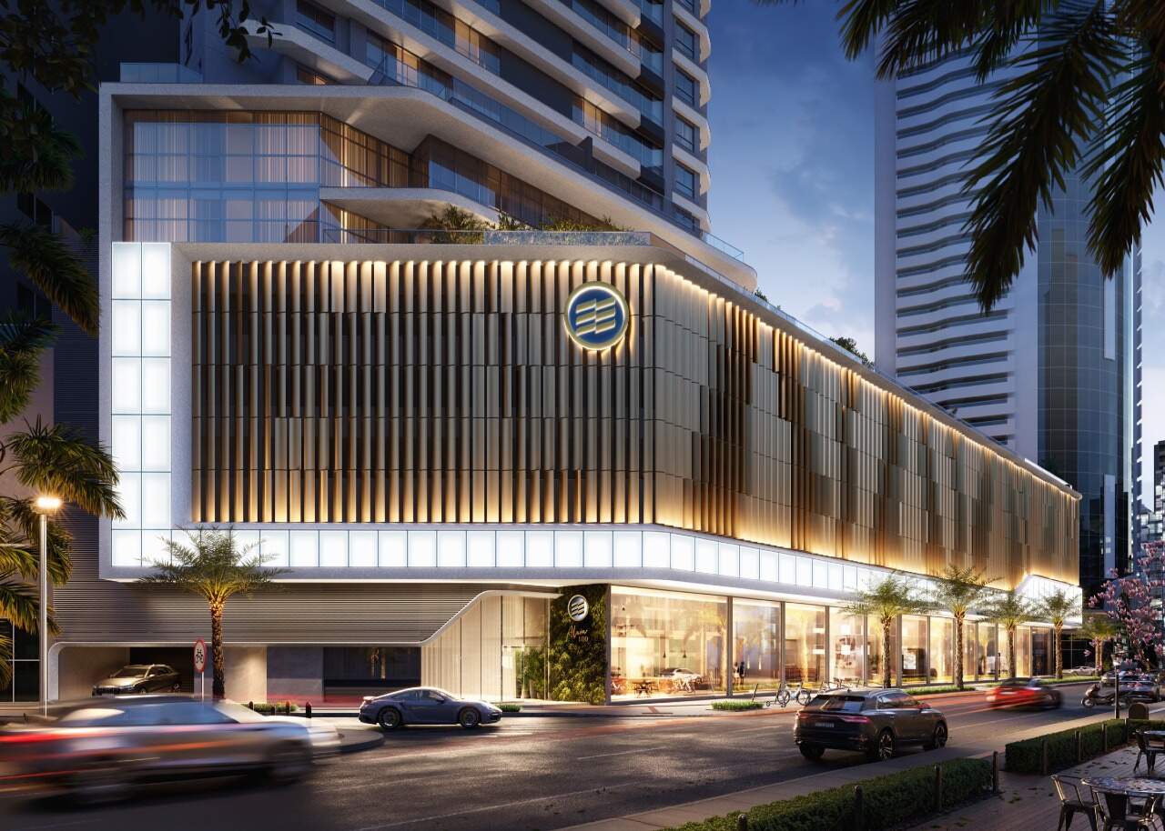 Apartamento à venda no Centro: Acesso social e salas comerciais no térreo (imagem ilustrativa)
