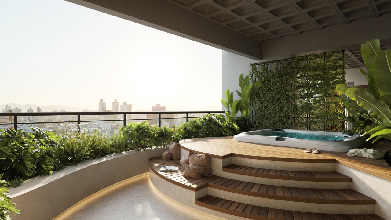 Apartamento à venda no Centro: Spa com hidromassagem no jardim suspenso do NF Pulse (imagem ilustrativa)